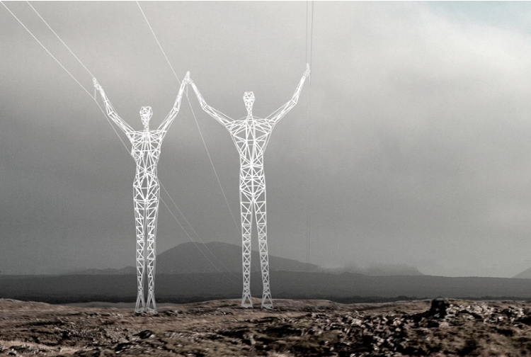 Słupy energetyczne jak ludzie – w islandzkiej Krainie Gigantów