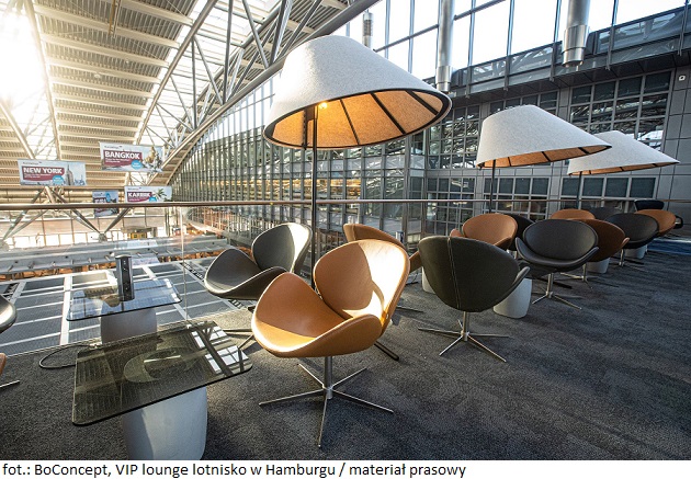 VIP Lounge na lotnisku w Hamburgu stworzony przez BoConcept Business