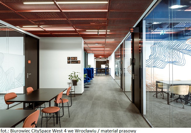 Nieruchomość komercyjna CitySpace West 4 we Wrocławiu zachwyca wnętrzami elastycznych powierzchni biurowych