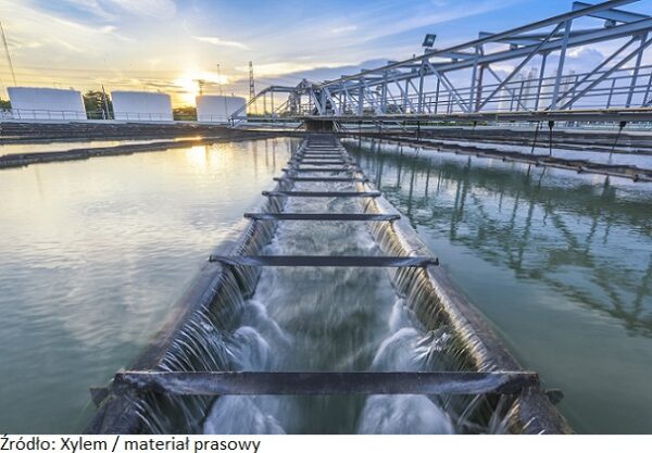 Water Treatment Plant process at sunset