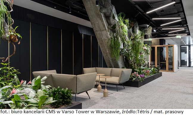 Tétris zakończył prace fit-out w nowym biurze kancelarii CMS w nieruchomości komercyjnej Varso Tower