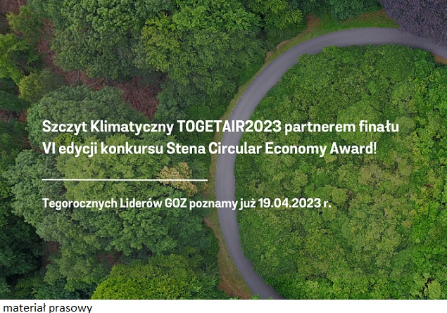 Szczyt Klimatyczny TOGETAIR2023 partnerem finału VI edycji konkursu Stena Circular Economy Award