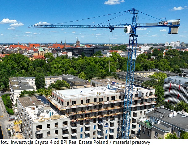 Nieruchomość inwestycyjna Czysta 4 we Wrocławiu od BPI Real Estate Poland osiągnęła stan surowy otwarty