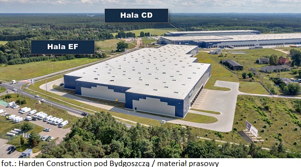 Dwie nowe nieruchomości inwestycyjne o powierzchni 50 tys. m kw. zrealizowane przez Harden Construction pod Bydgoszczą