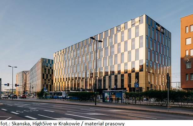 Nieruchomość inwestycyjna High5ive pierwszym budynkiem biurowym w Krakowie z certyfikatem WELL Core & Shell na poziomie Gold