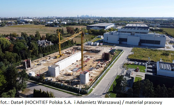 Wykonawcą nowoczesnego centrum danych dla Data4 jest konsorcjum firm HOCHTIEF Polska S.A.  i Adamietz Warszawa