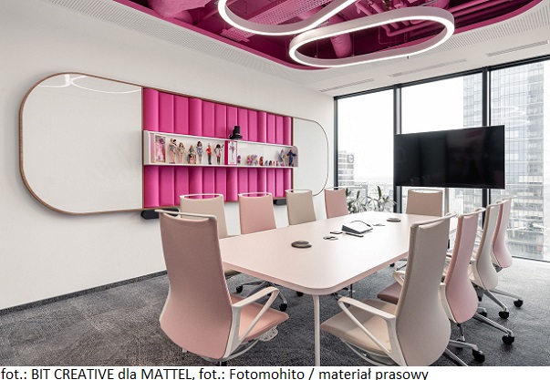 Nowoczesny design przestrzeni – biuro Mattel (Barbie) projektu BIT CREATIVE