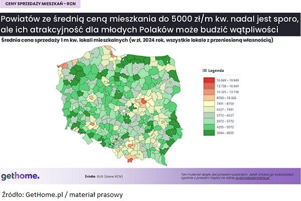 Średnia cena sprzedaży 1 m kw. lokali mieszkalnych